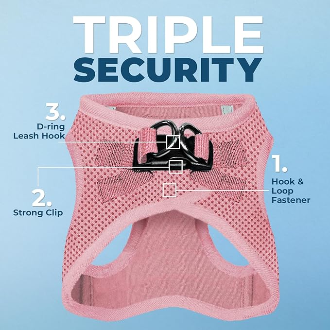 Voyager Step-in Air Dog Harness - All Weather Mesh, Reflective, No Pull Harness for Small, Medium Dogs, Cats - Secure with Hook & Loop Fastener, Buckle, Double D-Rings - Pink, M