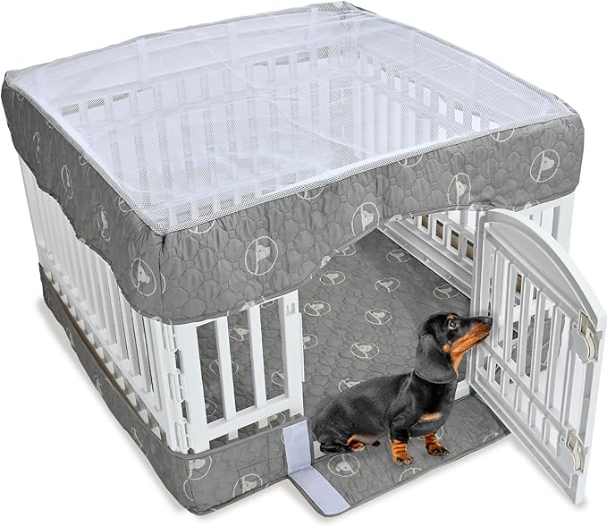 PJYuCien Dog Playpen Bottom Pad and Cover Fits for 36 Inch 4 Panels Exercise Pet Pen,Grey