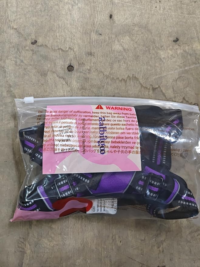 rabbitgoo Dog Harness, No-Pull Pet Harness with 2 Leash Clips, Adjustable Soft Padded Dog Vest, Reflective No-Choke Pet Oxford Vest with Easy Control Handle for Large Dogs, Purple, XL