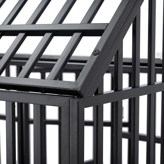 NicBex 47.2 Inch Heavy Duty Dog Crate Strong Metal Pet Kennel Playpen and Crate with Roof,Removable Trays and Wheels,Furniture Style Dog Crate for Medium/Large Dogs,Black