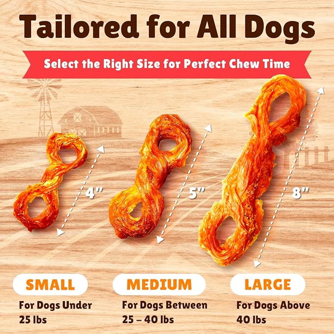 Gootoe Turkey Tendon Dog Treats – 100% USA-Sourced, Natural Snack, Premium Training Chews, Hypoallergenic, Reseal Value Bags, Size for Medium Dogs, Rope (Medium) 3 Unit/Pack