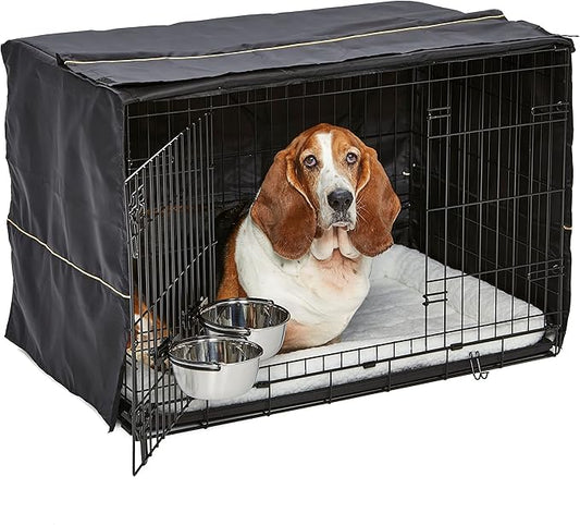 Midwest Homes for Pets 2 Door iCrate Pet Bed, Cover & 2 Bowls, 36" Kit/Medium/Large Dog Breed