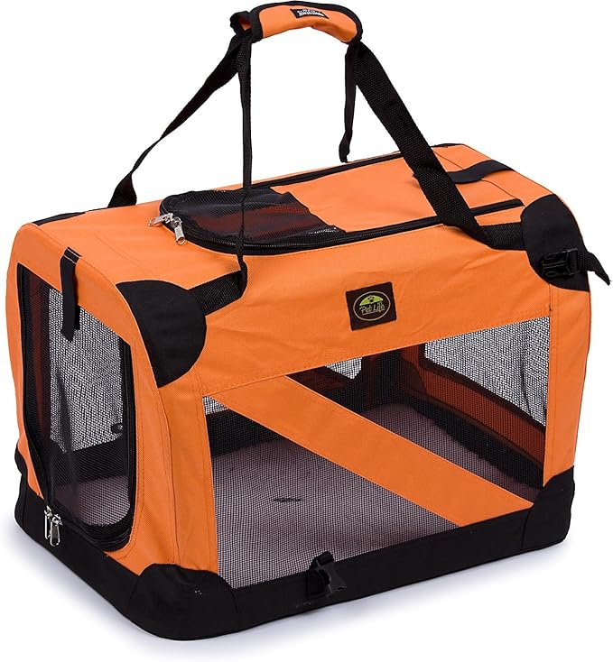 Pet Life Vista-View 360 Degree Zippered and Collapsible Soft Folding Dog Crate - Folding Travel Dog Kennel with Zippered Entrances Along The Pet Crate