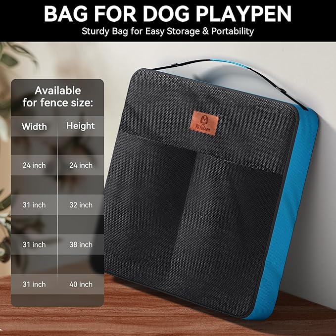 PJYuCien Dog Playpen Plus Storage Bag for Camping, 38" H Dog Pen with Extra Hard Bottom and Top，Heavy Duty Puppy Playpen for Puppies/Small/Medium Dogs, 8 Panels