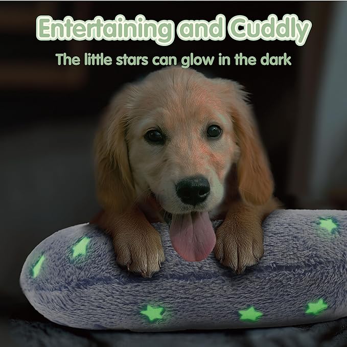 Dog Pillows for Large Dogs, Glow in The Dark Soft Dog Neck Pillow, U-Shaped Pillow for Cat and Dog, Machine Washable Dog Toy & Dog Birthday Gift (Glow Blue, L)