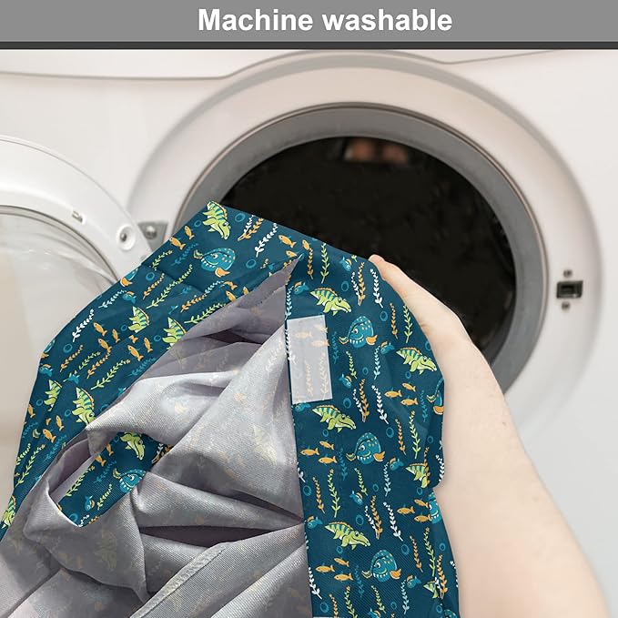 Lunarable Jurassic Dog Crate Cover, Evolution Marine Dinosaurs and Nautical Foliage Animal, Easy to Use Pet Kennel Cover for Medium Large Dogs, 36 Inch, Petrol Blue Pale Green