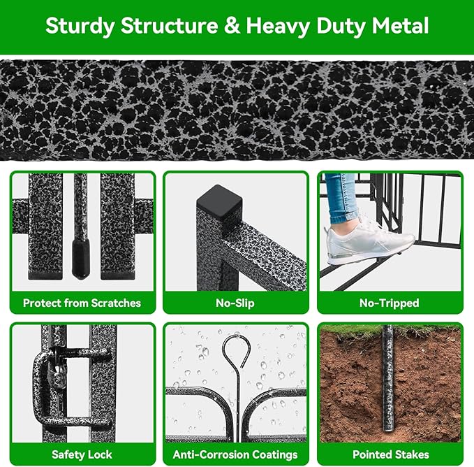 Dog Playpen Outdoor 32 Panels Heavy Duty Dog Fence 40" Height with Thick Pipe Anti-Rust with Doors Portable for RV Camping Yard, Total 72FT, 412 Sq.ft, Snowy Black