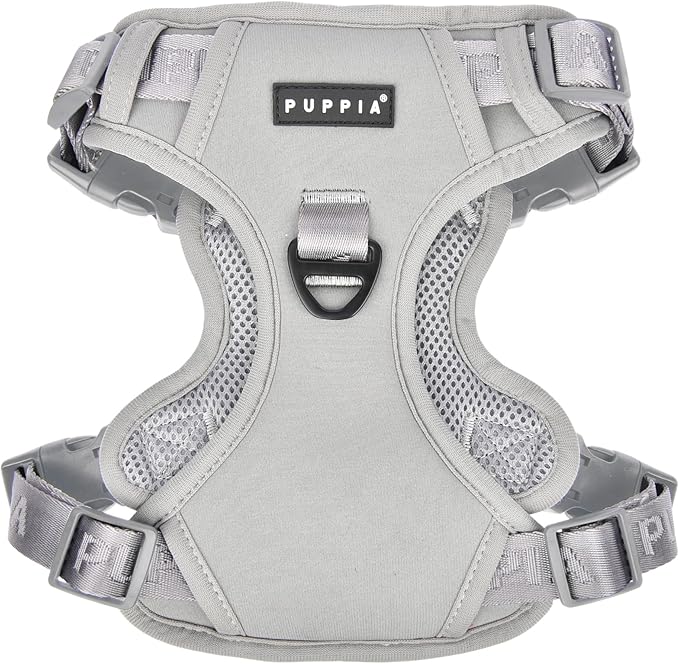Puppia Jarek Dog Harness H Comfortable Sturdy Handle Adjustable Neck and Chest for Small and Medium Dogs - Grey - 3L