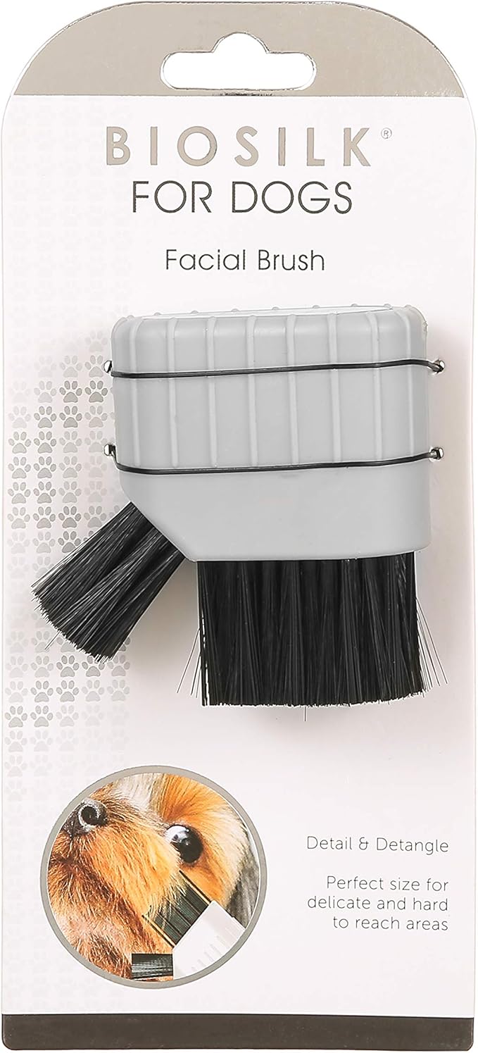 BioSilk Facial Brush with Silk Therapy for Dogs - Grooming Brush with Detailer Bristles for Hard to Reach Areas on Dog Faces