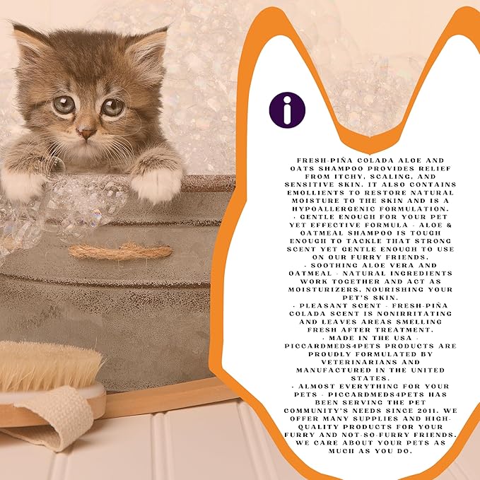 Fresh-Piña Colada Aloe and Oatmeal Shampoo for Dogs and Cats 16oz