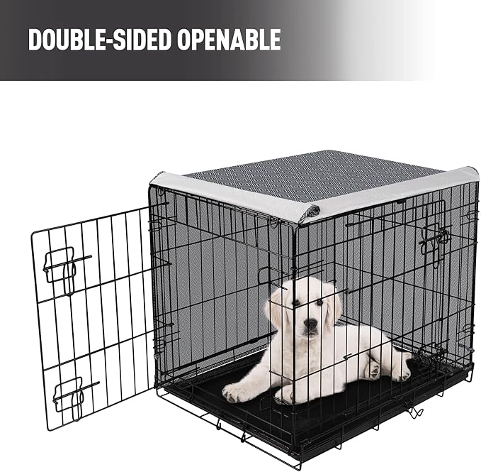 Dog Crate Cover for Wire Cages 36 Inch Indoor Breathable Polyester Pet Kennel Cover Machine Wash & Dry Double Door Lagre (Cover Only)