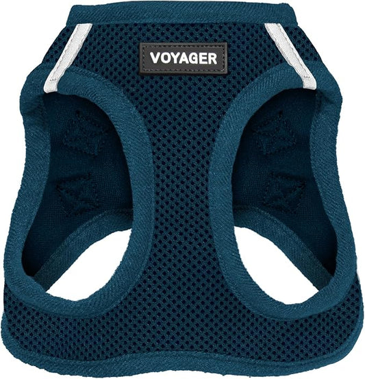Voyager Step-in Air Dog Harness - All Weather Mesh, Reflective, No Pull Harness for Small, Medium Dogs, Cats - Secure with Hook & Loop Fastener, Buckle, Double D-Rings - Blue, S