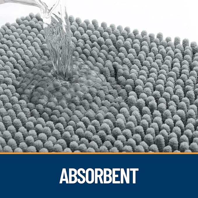 OLANLY Dog Door Mat for Muddy Paws 47x32, Absorbs Moisture and Dirt, Absorbent Non-Slip Washable Mat, Quick Dry Chenille, Mud Mat for Dogs, Entry Indoor Door Mat for Inside Floor, Grey