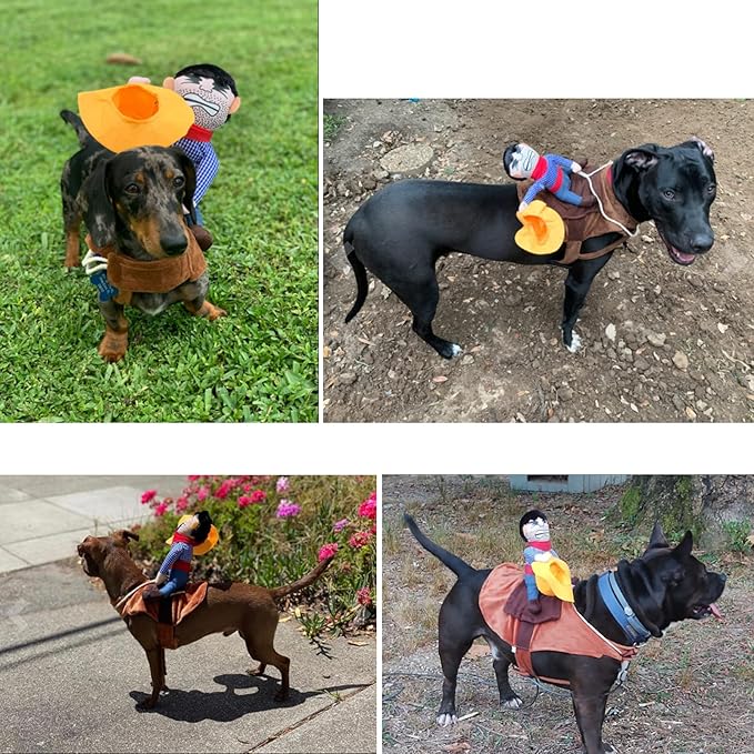 iSmarten Cowboy Rider Dog Costume Dogs Outfit Knight Style Doll Hat Halloween Day Pet Costume (XL)