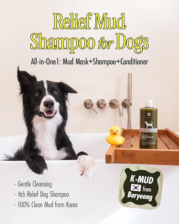 Relief Mud Shampoo for Dogs | Soothing, Hypoallergenic, Tearless Deodorizing Dog Shampoo w/Nourishing Extracts | for Dogs & Puppies (16.9 fl oz)
