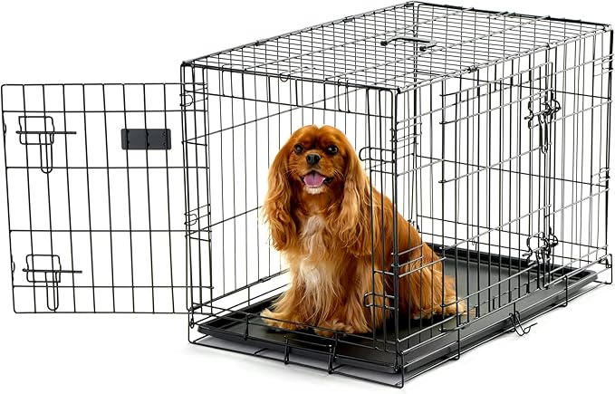 Carlson Secure and Compact Double Door Metal Dog Crate, Medium with Divider Panel