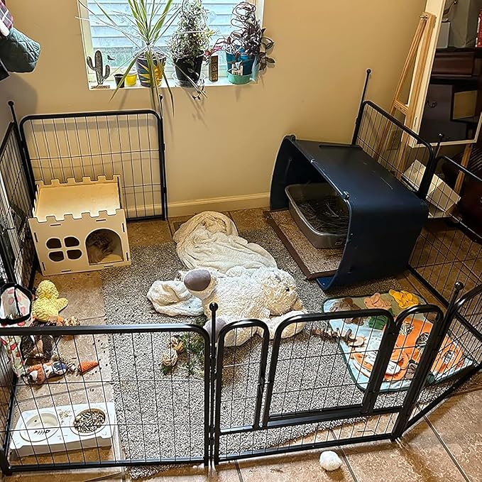 Dog Playpen,Portable Outdoor Dog Fence, Dog Playpen for Large/Medium/Small Dogs, Dog Fences for The Yard,with Doors Foldable Metal (8 Panels, 45 inch)