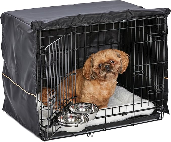 Midwest Homes for Pets 1524DD-KIT 2 Door iCrate Pet Bed, Cover & 2 Bowls, 24" Kit/Small Dog Breed