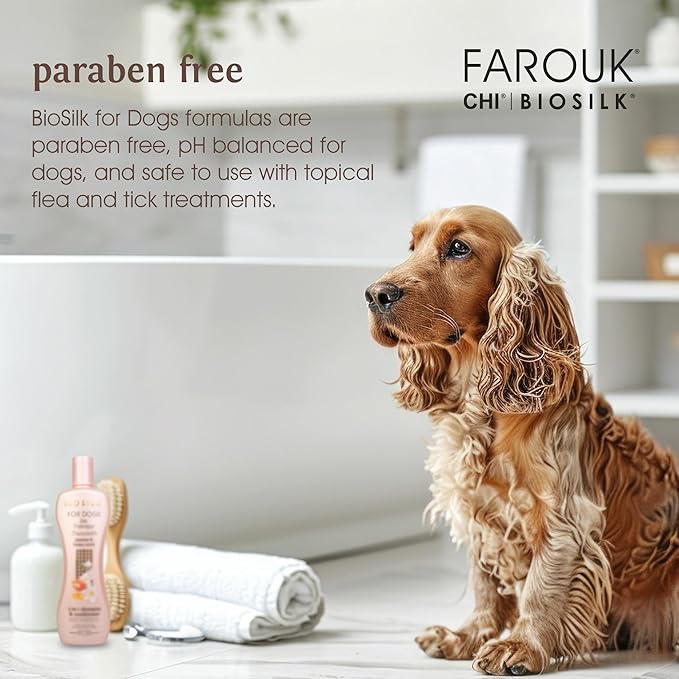 BioSilk for Dogs Silk Therapy Irresistible 2-in-1 Shampoo and Conditioner, Scented, Jasmine and Honey Scent, Paraben Free, Made in The USA, 12 Fl Ounces