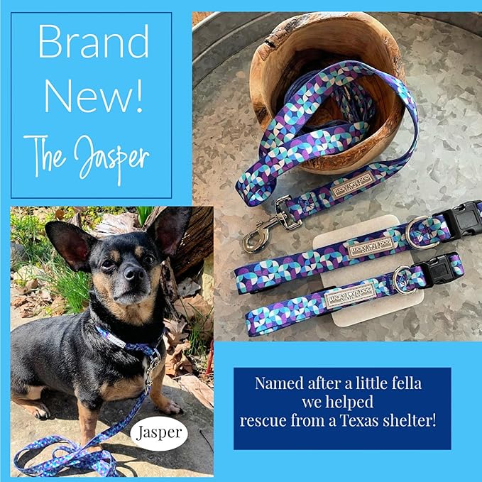 Lucky Love Dog Patterned Dog Collar - Adjustable, Durable, Soft Webbing, & Comfortable Dog Collar for Male and Female Dogs - Cool Dog Collar in Jasper Pattern with Strong Buckle, Large Size