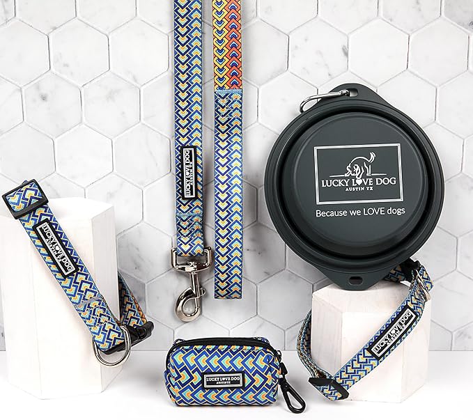 Lucky Love Dog Wide Dog Collar - Adjustable, Durable, Soft Webbing, & Comfortable 1.5 inch Wide Collar for Dogs Male and Female - in Murphy Pattern with Strong Buckle, X-Large Size