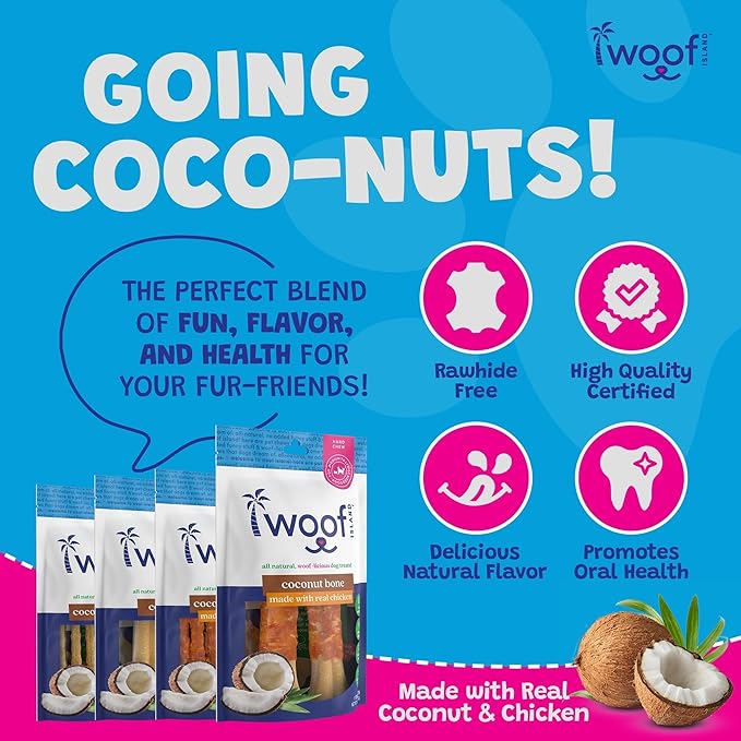 5" Coconut Dog Bones - Premium, All Natural Coconut Dog Treats - Healthy Puppy Treats & Vitamin Rich Rawhide Free Dog Chews - (2 Pack)