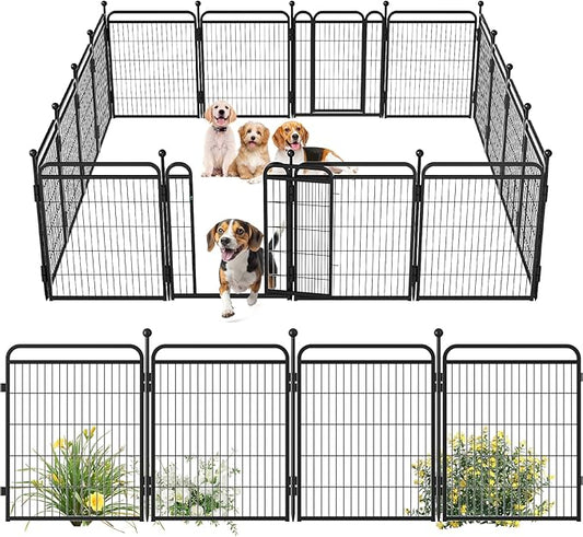 Gardner Pet Dog Playpens, 32" H 16 Panels Dog Pen Outdoor/Indoor Dog Fence Exercise Pen for Small/Medium/Large Dogs, Foldable Pet Play Yard Gate with Gravity Automatic Lock, Pet Playpen, Black