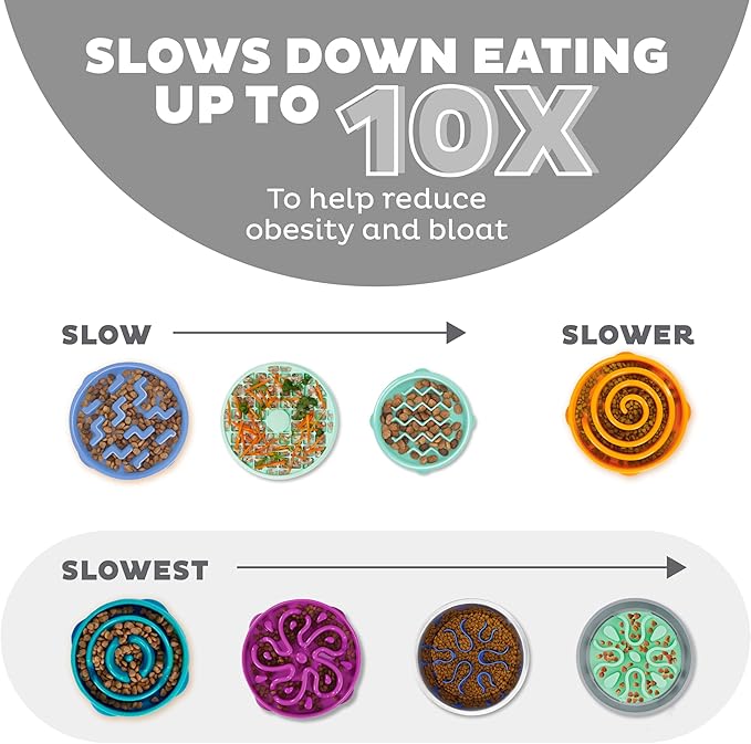 Outward Hound Fun Feeder Slo Bowl, Large Slow Feeder Dog Bowl, 4 Cups, Gray