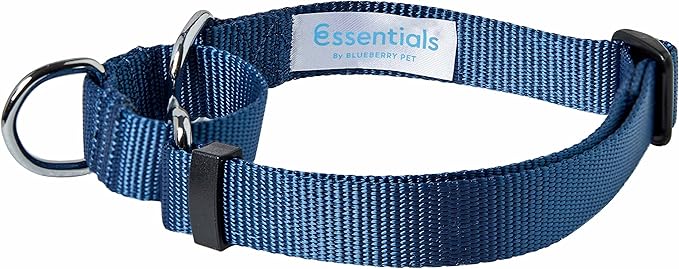 Blueberry Pet Essentials Martingale Safety Training Dog Collar, True Navy, Small, Heavy Duty Nylon Adjustable Collars for Dogs