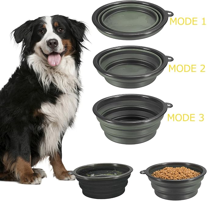 Collapsible Dog Bowls, 2-Pack Foldable Expandable Cup Dish for Pet Cat Hiking Food Water Feeding Dog Travel Bowl