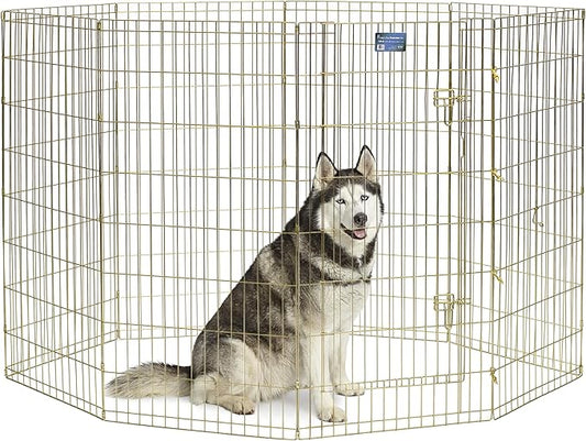 MidWest Homes for Pets Dog Exercise Pen & Playpen, 24" W x 48" H, No Door, Gold Zinc