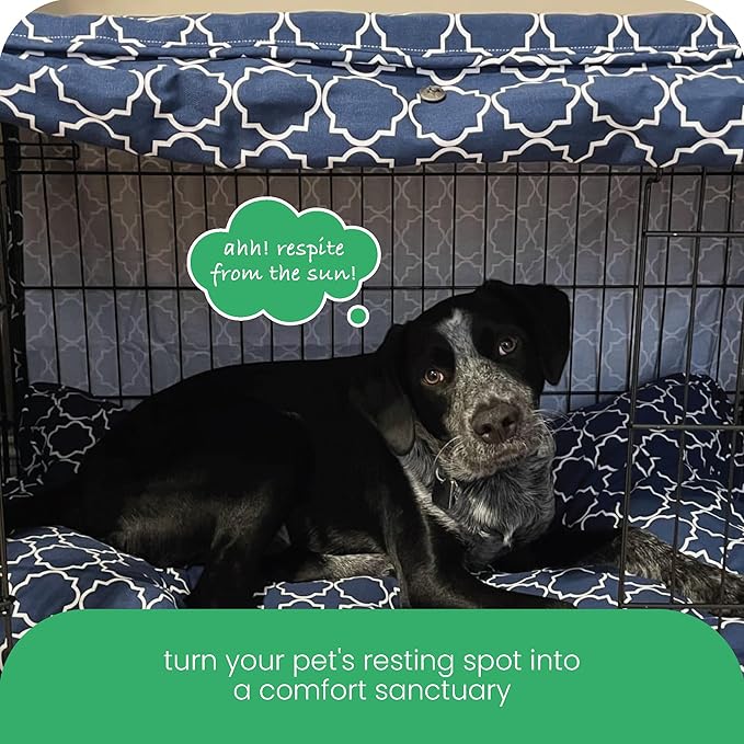 Molly Mutt Romeo & Juliet Dog Crate Cover, 100% Cotton Canvas Cover with 2 Roll-Up Panels, Ideal for Dog or Cat Crate, Durable, Washable, and Free of Harmful Chemicals, 30" x 21" x 24"