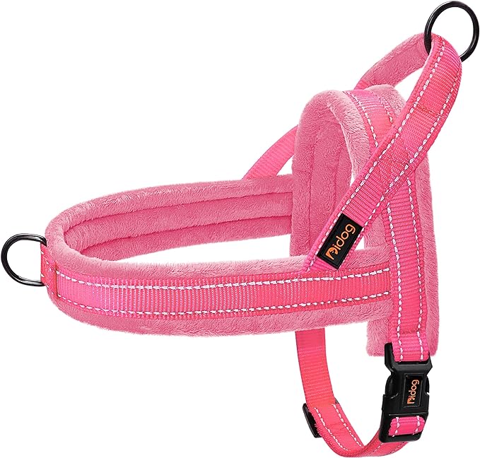 Didog No Pull Dog Harness with Soft Flannel Padded,Reflective & Quick Fit Light Weight Dog Strap Vest Harness,Easy for Walking Training for Small & Medium and Large Dogs(Pink,L)