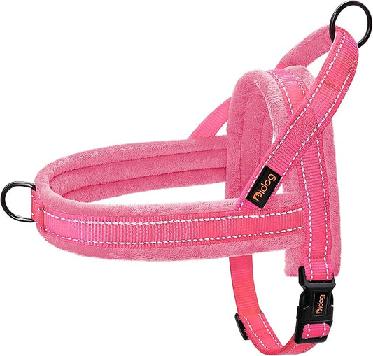 Didog No Pull Dog Harness with Soft Flannel Padded,Reflective & Quick Fit Light Weight Dog Strap Vest Harness,Easy for Walking Training for Small & Medium and Large Dogs(Pink,M)