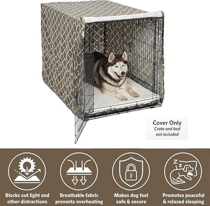 MidWest Homes for Pets Dog Crate Cover, Privacy Dog Crate Cover Fits Midwest Dog Crates, Crate Cover Only; Machine Wash & Dry; Brown Geo Print; 48 inch