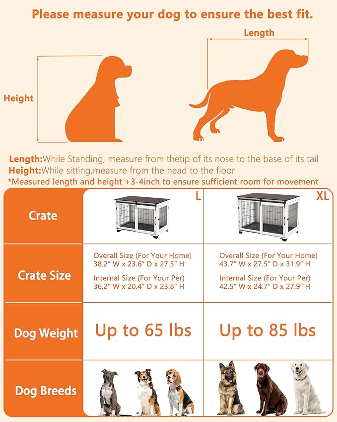 Piskyet Dog Crate Furniture Barn Door Dog Crate for Large Dogs Up to 60 lbs,Sliding Door Dog Crate Modern Decorative End Side Table Nightstand