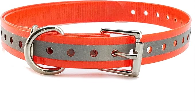 Replacement Strap for Dogtra Collars - 3/4" Wide Ultra-Durable Dog E-Collar Replacement for Training, Bark, Shock, Electric, and GPS Collars - 28" Adjustable Length Reflective Orange