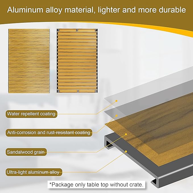 PetmystifyDog Crate Topper with Magnets for 42 Inch Crate - Aluminum Foldable Dog Kennel Topper Decorative Storage Pet Crate Table Light Brown (Only Topper)