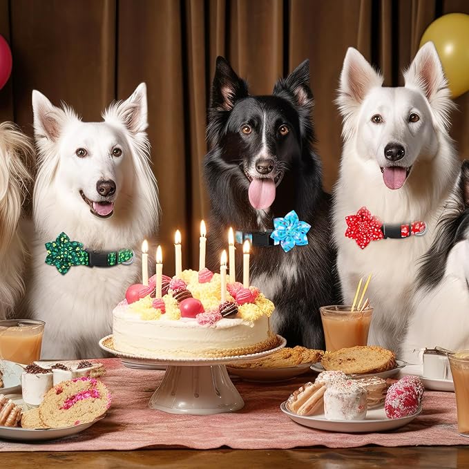 6 Pcs Valentine's Day Dog Collar with Flower Adjustable Valentine's Day Loving Heart Printed Collar for Dogs Holiday Safety Buckle Nylon Dog Collar for Female Male Small Medium Large Pet Dogs(Medium)