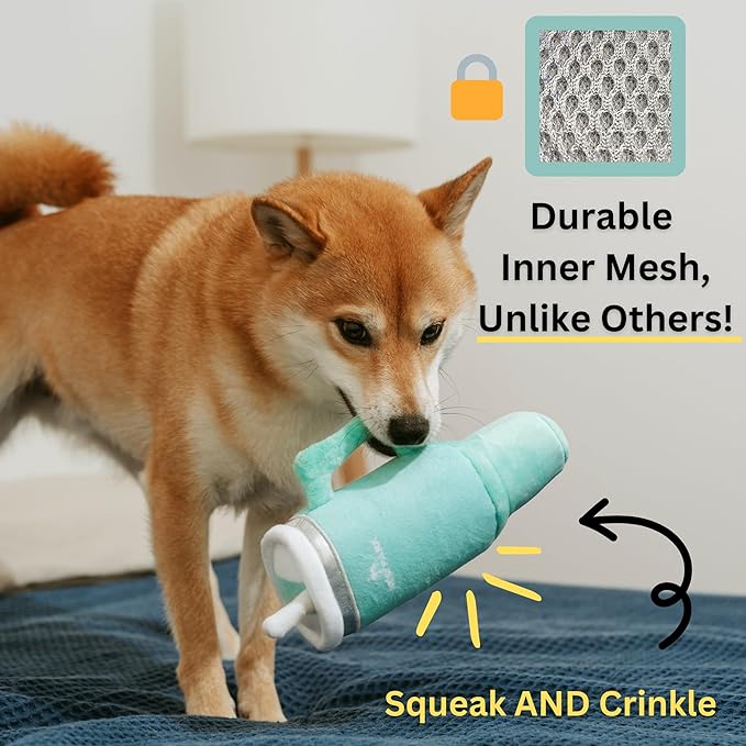 Nestpark Tumbler Cup Funny Dog Toy - Parody Plush Squeaky Crinkle Dog Toy (Mint Green)