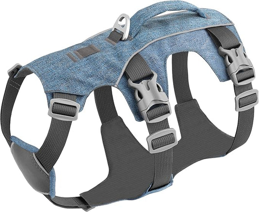Dog Harness Medium Sized Dog Escape Proof Dog Harness with Handle, Reflective Dog Vest, Breathable Soft Full Body Pet Harness for Walking, Training (Blue, M)
