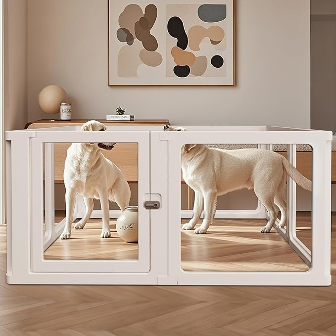 Citylife Dog Playpen with Door Clear Pet Playpen for Indoor Outdoor Easy to Install and Remove Puppy Playpen for Dogs, Cats, Bunnies, Pigs, 8 Panels