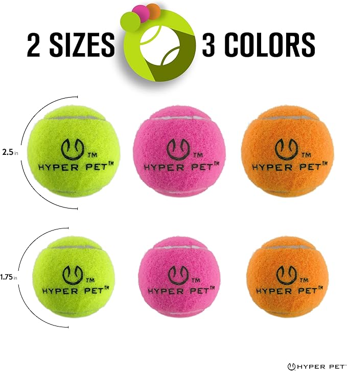 Hyper Pet Tennis Balls for Dogs - 12 Pack 2.5" for Exercise and Fetch, Interactive Toys, Great for Small Breeds