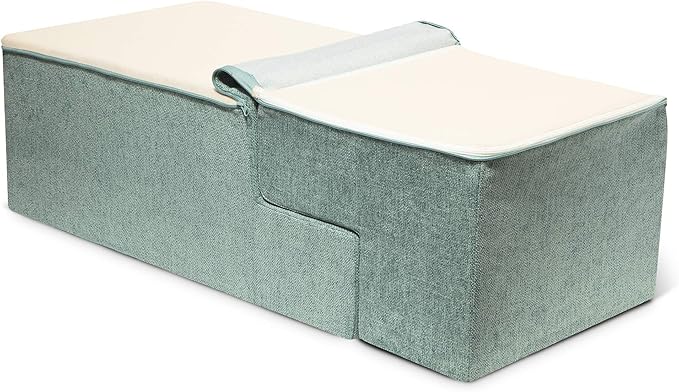 Best Pet Supplies Portable Foldable Foam Pet Stairs/Steps for Couch, Sofa, and High Bed, Non-Slip Bottom Balanced Paw Safe - Pale Teal, Foldable 4-Step (H: 22")