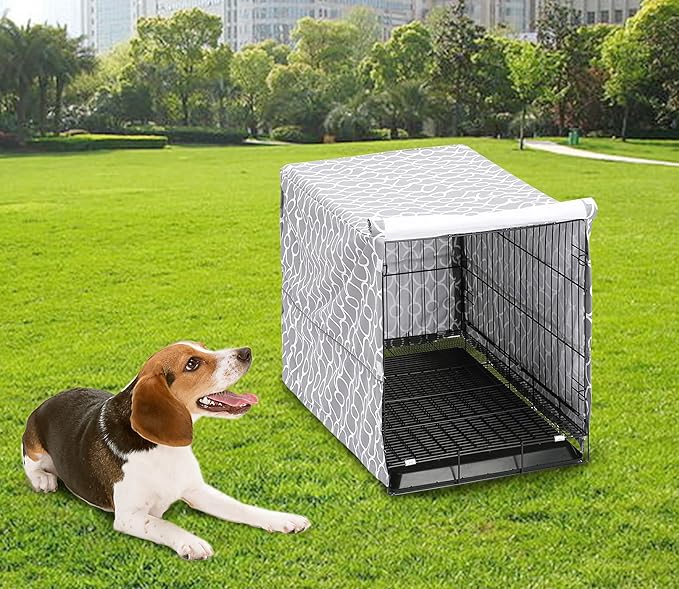 Dog Crate Cover for Wire Crates, Fits Most 36" inch Dog Crates. Easy to Put On, Take Off, and Adjust - Cover only-Gray -36 Inch