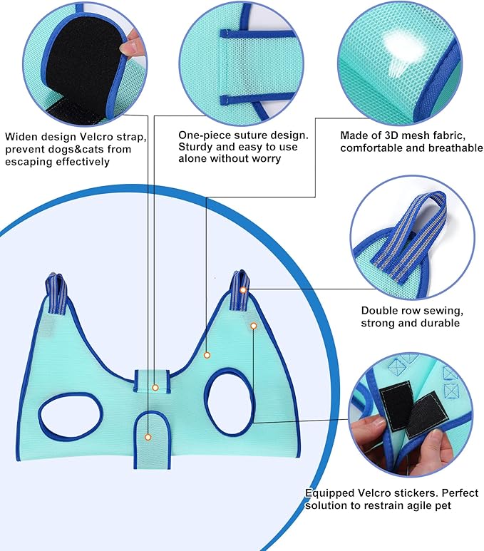 Dog Grooming Hammock 2023 New Edition, Dog Hanging Harness Holder for Nail Clipping, Dog Nail Trimming Hammock with Wide Strap, Dog Grooming Sling for Claw Care (XX-Large 65 LB Max/Turquoise)