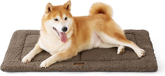 Bedsure Washable Dog Crate Bed for Large Dogs, Reversible Foam Floor Dog Mat, Lightweight Travel Flat Pet Beds for Indoor & Outdoor Dogs (35" x 23", Brown)