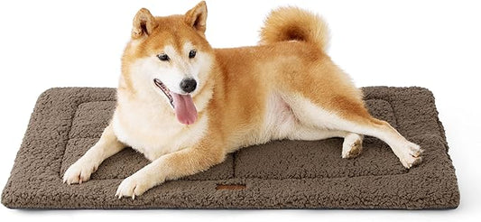 Bedsure Washable Dog Crate Bed for Large Dogs, Reversible Foam Floor Dog Mat, Lightweight Travel Flat Pet Beds for Indoor & Outdoor Dogs (35" x 23", Brown)