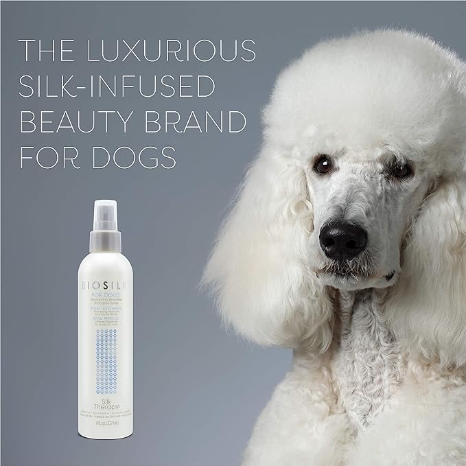 BioSilk for Dogs Silk Therapy Deep Moisture Waterless Shampoo Spray, 8 oz | Best Waterless Shampoo Spray for All Dogs and Puppies, 8 Ounces Dry Dog Shampoo