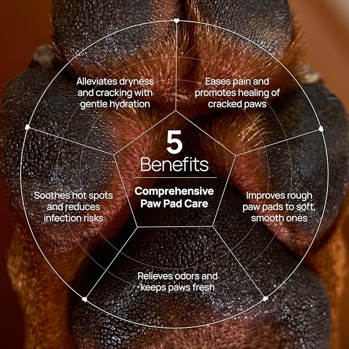 HICC PET Dog Paw Balm 1.06 oz for Dogs & Cats, Soothing Paw Balm Dogs Lick Safe, Moisturizing and Healing Dry Cracked Paws Cat Paw Balm, All-Natural Paw Wax for Dogs, Improves Rough Paws Relieves Odor